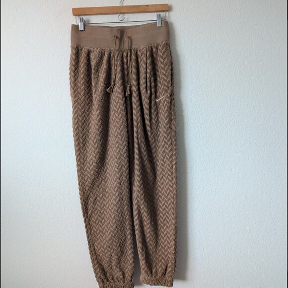 Nike Phoenix Brown Terry Cloth Fleece High Waisted Jogger Pants Medium DR2178 - Picture 10 of 12